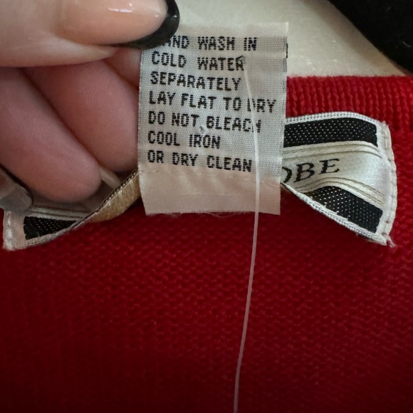 Crystal-Kobe Red Knit Sleeveless Sweater TopAmerican Flag XL Preppy Americana - Picture 5 of 9